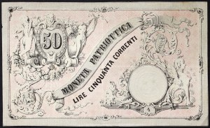 Italian States, Venice, Provisional Government of Venice (1848-1849), 50 Lire 1848