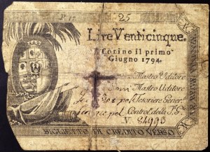 Włochy, Królestwo Sardynii (1324-1861), Vittorio Amedeo III (1773-1796), 25 lirów 1/6/1794
