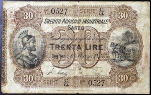 Italie, Royaume d'Italie, Vittorio Emanuele II (1861-1878), 30 Lire 1/3/1874