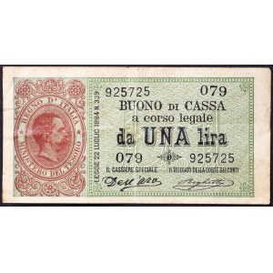 Italie, Royaume d'Italie, Umberto I (1878-1900), Buono di cassa da 1 Lira 22/7/1894