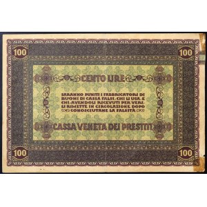 Italie, Occupation autrichienne, Cassa Veneta dei Prestiti, Buono di cassa da 100 Lire 02/01/1918