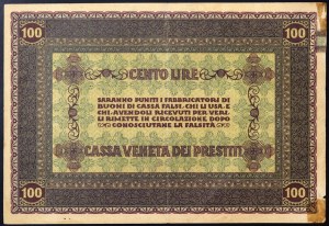 Italie, Occupation autrichienne, Cassa Veneta dei Prestiti, Buono di cassa da 100 Lire 02/01/1918