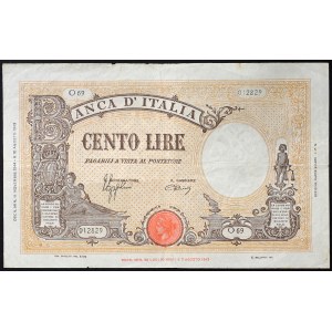 Italy, Kingdom of Italy, Social Republic (1943-1945), 100 Lire 11/11/1944