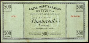 Itálie, italská okupace Řecka (1941-1943), Cassa Mediterranea di Credito per la Grecia, Buono per 500 Dracme 1940