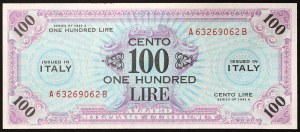 Itálie, AM-Lire (Allied Military Currency), 100 Lire 1943