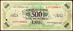 Italie, AM-Lire (Monnaie militaire alliée), 500 Lire FALSO D'EPOCA 1943-45