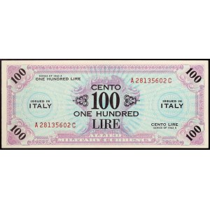 Włochy, AM-Lire (aliancka waluta wojskowa), 100 lirów 1943-45