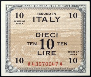 Italie, AM-Lire (monnaie militaire alliée), 10 Lire 1943-45