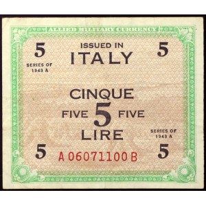Włochy, AM-Lire (aliancka waluta wojskowa), 5 lirów 1943-45