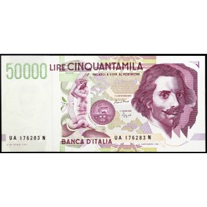 Italie, République italienne (1946-date), 50.000 Lire 27/05/1992