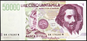 Italie, République italienne (1946-date), 50.000 Lire 27/05/1992