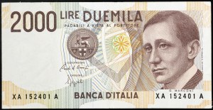 Italie, République italienne (1946-date), 2.000 Lire 1990