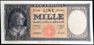 Italie, République italienne (1946-date), 1.000 Lire 25/09/1961