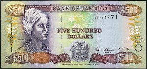 Jamaica, Commonwealth (1962-date), 500 Dollars 01/05/1994