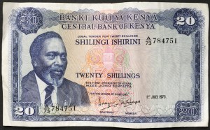 Kenya, République (1966-date), 20 shillings 1973