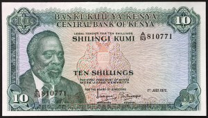 Kenya, République (1966-date), 10 shillings 1972