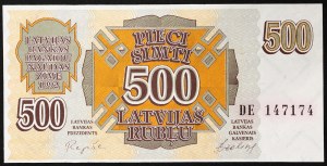 Lotyšsko, moderní republika (1991-dosud), 500 Rublu 1992