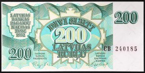 Latvia, Modern Republic (1991-date), 200 Rublu 1992