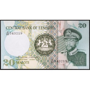 Lesotho, Kingdom (1966-date), Moshoeshoe II (1966-1990), 20 Maloti 1984