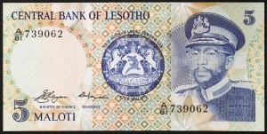 Lesotho, Kingdom (1966-date), Moshoeshoe II (1966-1990), 5 Maloti 1981