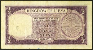 Líbya, kráľovstvo, Idris I. (1951-1969), 1/2 libry 01/01/1952