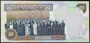 Libye, République (1975-date), 20 Dinars 2002