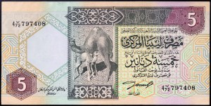 Libye, republika (1975-data), 5 dinárů 1991