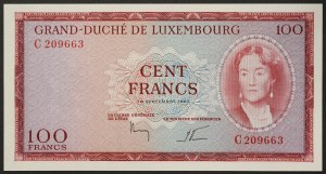 Luxembursko, veľkovojvodstvo, Charlotte (1919-1964), 100 frankov 18/09/1963