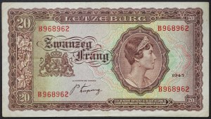 Luxembourg, Grand Duchy, Charlotte (1919-1964), 20 Francs 1943