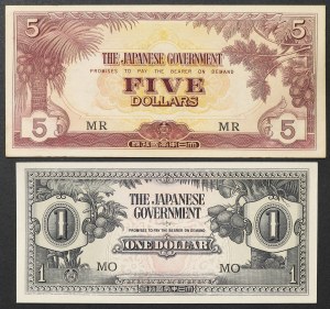 Malaisie et Bornéo britannique, occupation japonaise (1942-1945), lot 2 pièces.