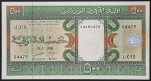 Mauritania, Republic (1960-date), 500 Ouguiya 28/11/2001