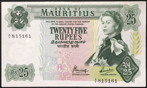 Maurice, administration britannique (jusqu'en 1968), 25 roupies 1967