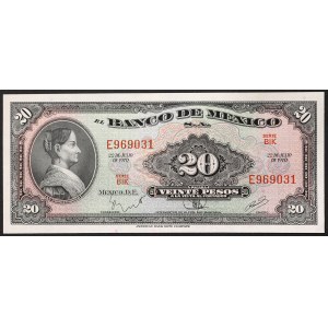 Mexique, Deuxième République (1867-date), 20 Pesos 22/07/1970