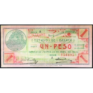 Mexico, Second Republic (1867-date), 1 Peso 20/04/1915