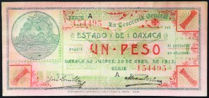 Mexique, Deuxième République (1867-date), 1 Peso 20/04/1915