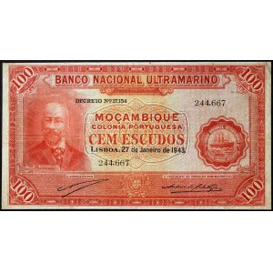 Mozambique, Portuguese Administration (1877-1975), 100 Escudos 27/01/1943