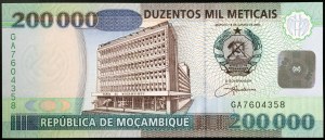 Mozambique, République (1975-date), 200.000 Meticais 18/01/2003