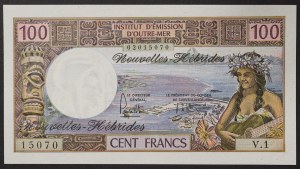 New Hebrides, French/British Condominium (1906-1980), 100 Francs 1975