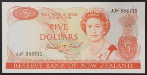New Zealand, State (1907-date), 5 Dollars 1981-92