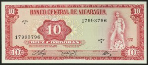 Nicaragua, République (1838-date), 10 Cordobas 1972