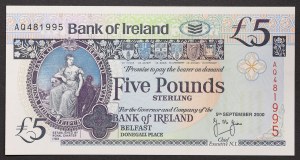 Northern Ireland, Republic (1921-date), 5 Pounds 05/09/2000