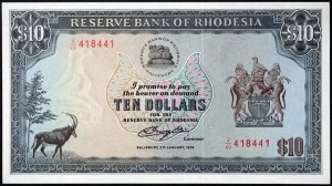 Rodezja, Republika (1970-1979), 10 dolarów 02/01/1979