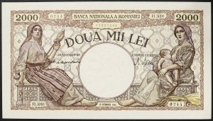 Rumunsko, Království, Mihai I. (1940-1947), 2 000 lei 10. 10. 1944