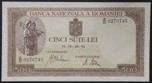 Romania, Kingdom, Mihai I (1940-1947), 500 Lei 20/04/1942