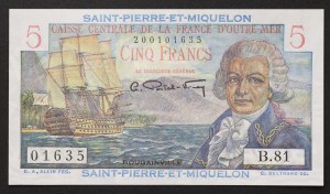 Saint-Pierre a Miquelon, 5 frankov 1950-60