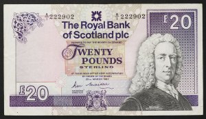 Scozia, Elisabetta II (1952-2022), 20 sterline 25/03/1987