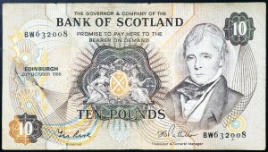 Scozia, Elisabetta II (1952-2022), 10 sterline 20/10/1986
