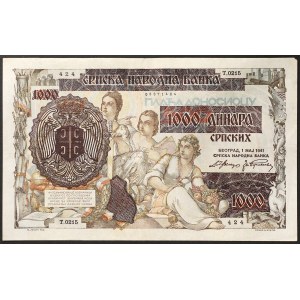 Serbia, German Occupation (1941-1945), 1.000 Dinara 01/05/1941