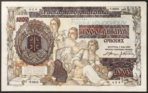 Serbia, okupacja niemiecka (1941-1945), 1.000 Dinara 01/05/1941