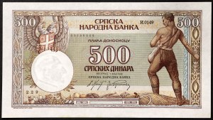 Serbia, occupazione tedesca (1941-1945), 500 Dinara 01/05/1942